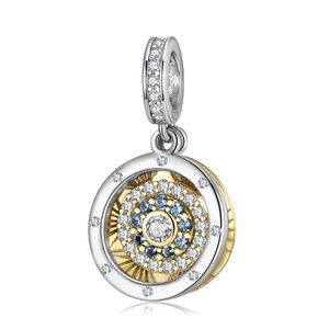 Spinning Time Evil Eye Pendant, S925 Sterling Silver